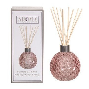Aromatize Pink Lustre Glass Reed Diffuser Bottle & 50 Rattan Reeds