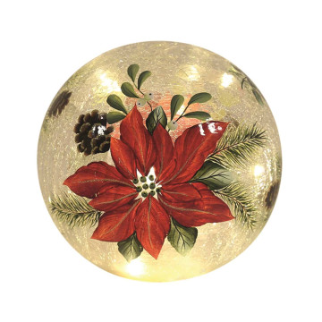 LED Poinsettia Crackle Ball...