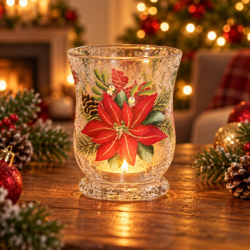 Poinsettia Hurricane Candle...