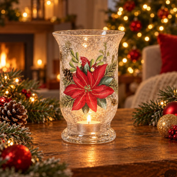Poinsettia Hurricane Candle...