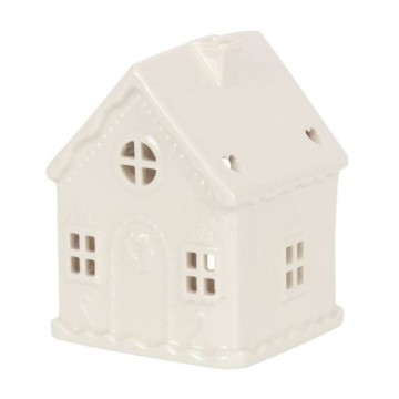 White Gingerbread House Ceramic T-Light Holder