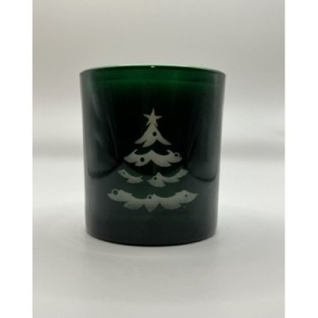 30CL Medium Jar Christmas Candle Green Glass with Christmas Tree